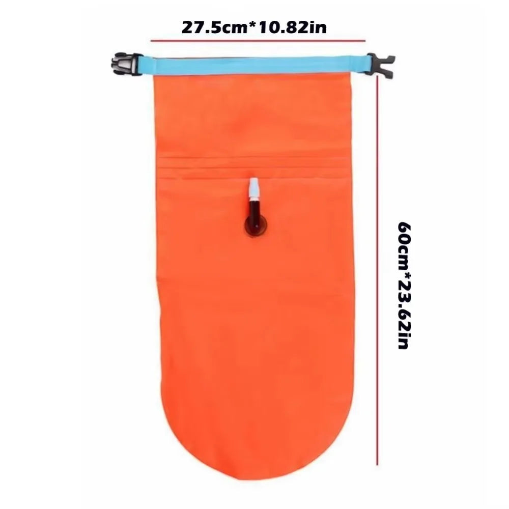 Inflatable Swimming Buoy & Tow Float – Dry Bag with Double Air Chambers and Waist Belt
