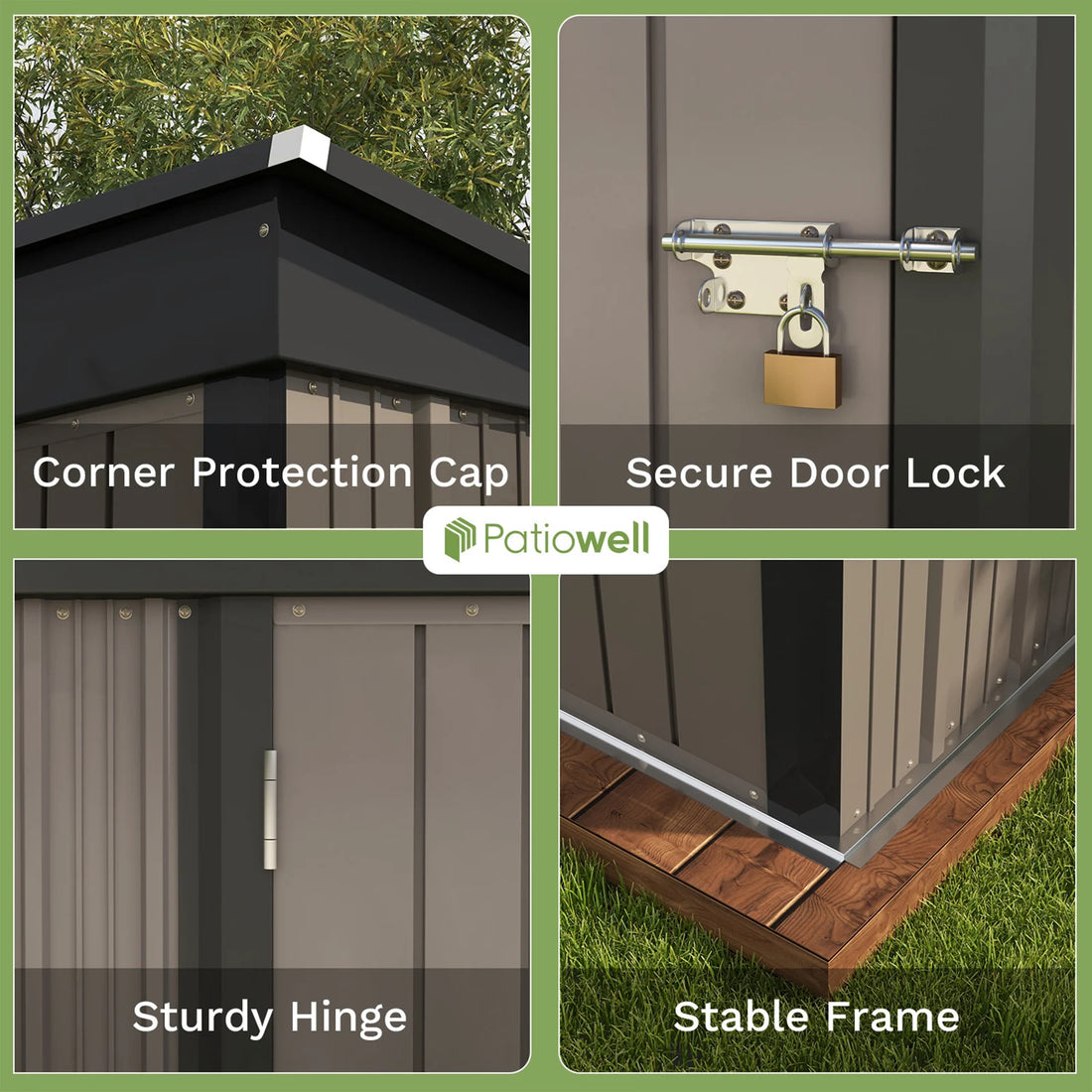 Patiowell 5x3 FT Outdoor Metal Storage Shed – Lockable Tool Shed with Sloping Roof
