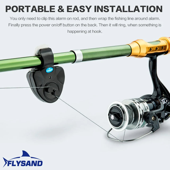 FLYSAND Electronic Fishing Bite Alarm – Rod-Mounted Buzzer with Siren & LED Indicator