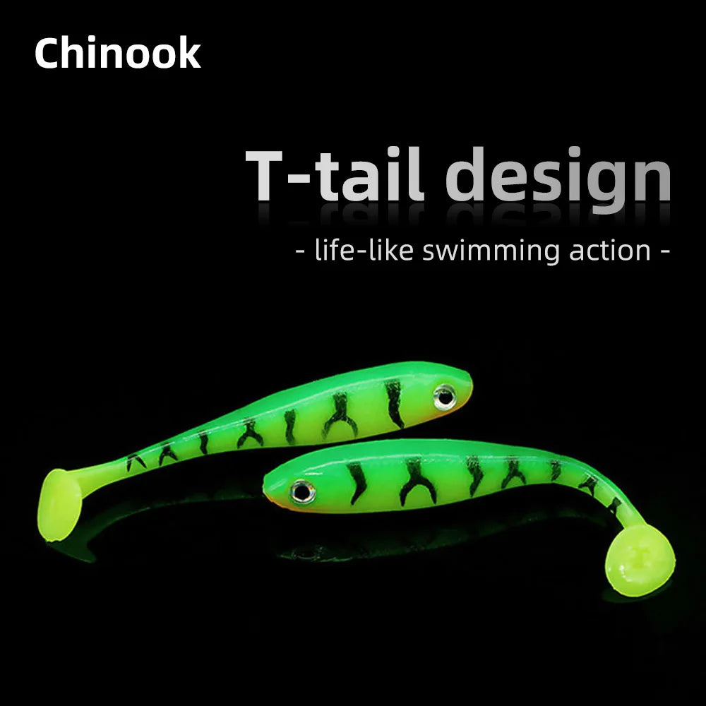 Chinook 3D T-Tail Soft Bait Lure – 65mm, 5pcs
