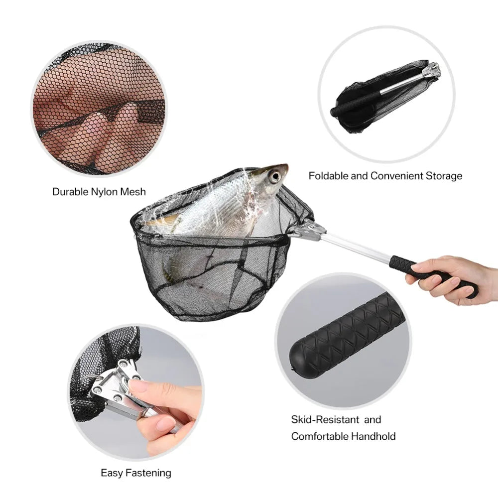 Telescopic Folding Landing Net – Extendable Fly & Carp Fishing Net