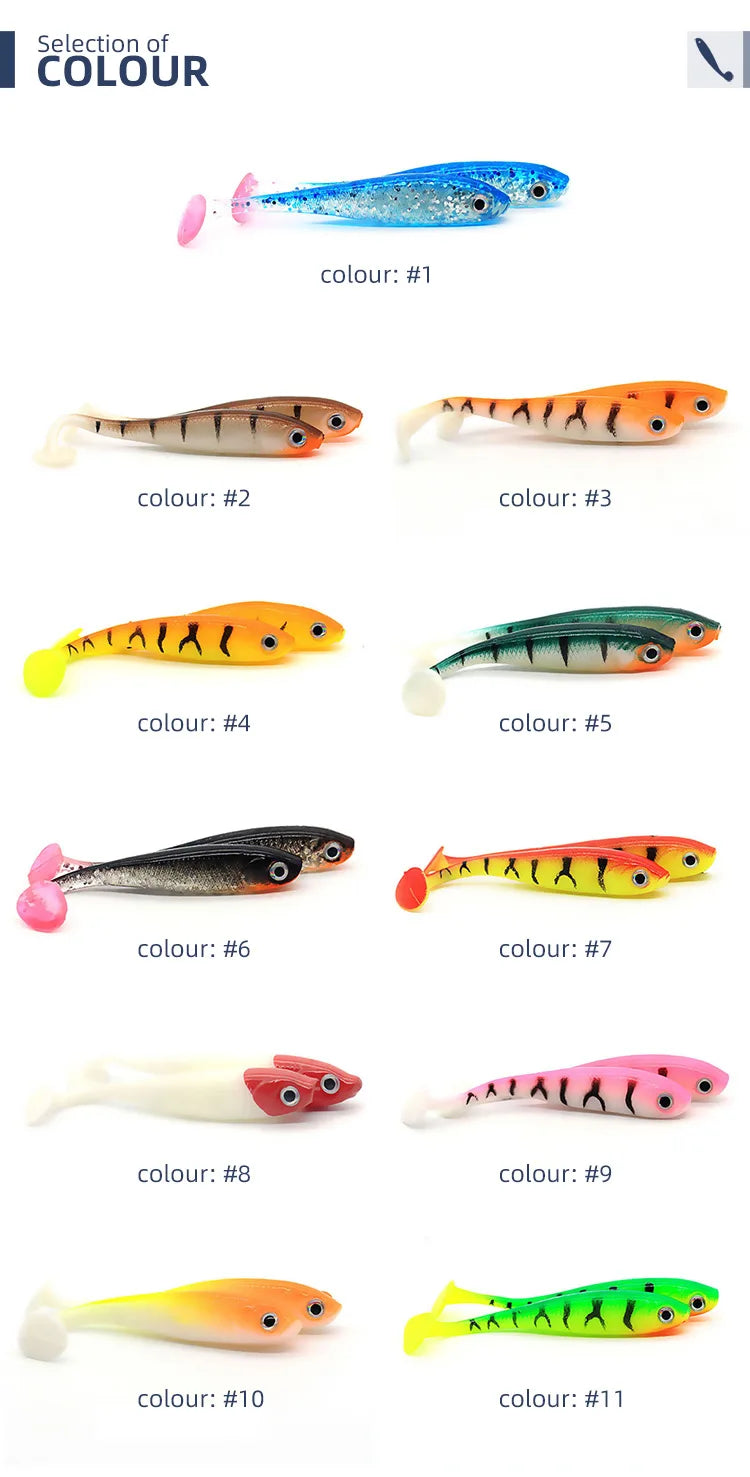 Chinook 3D T-Tail Soft Bait Lure – 65mm, 5pcs