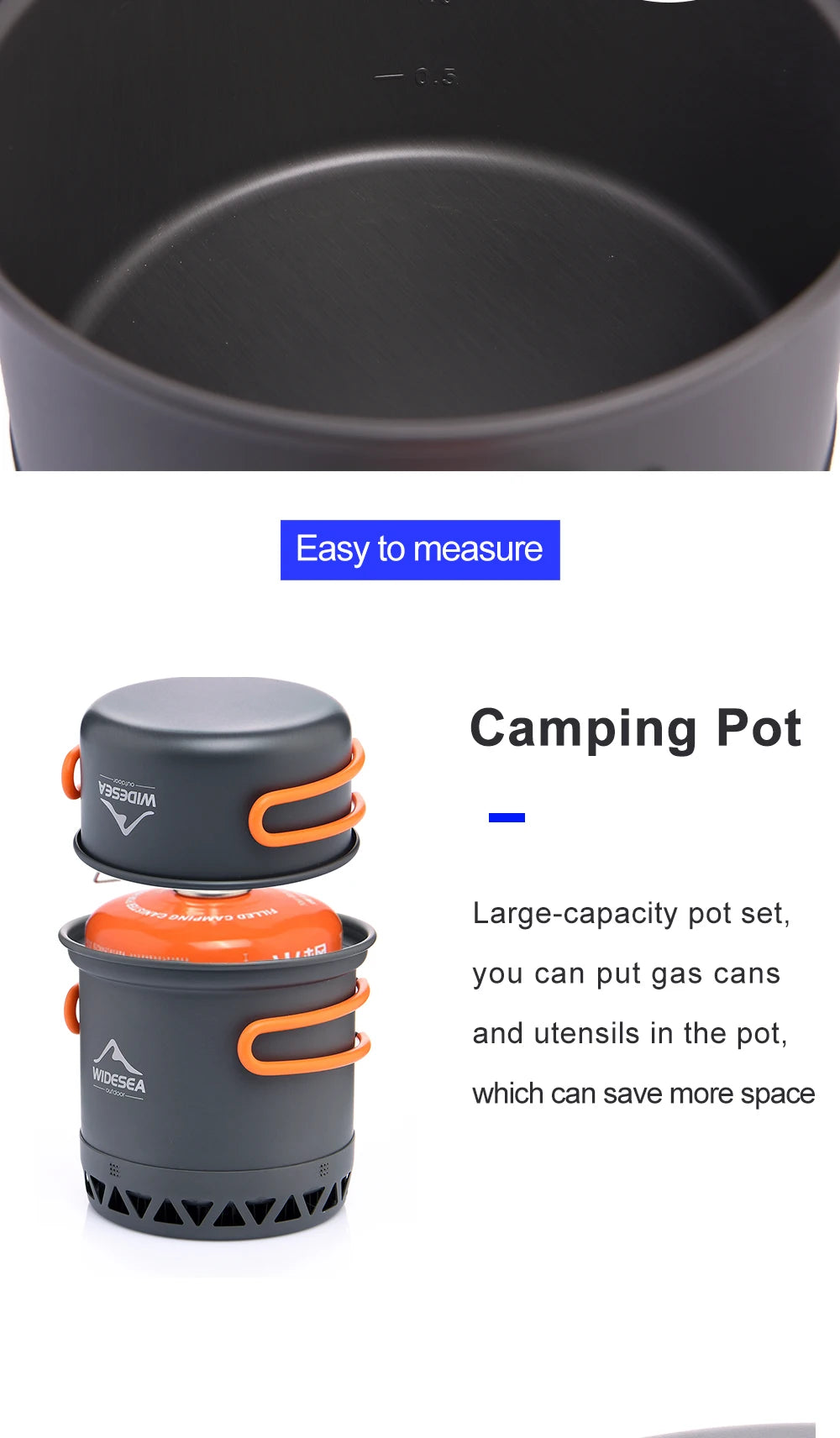 Widesea Camping Cookware Set – 1.3L/2.3L Pot & Kettle Outdoor Cooking Kit