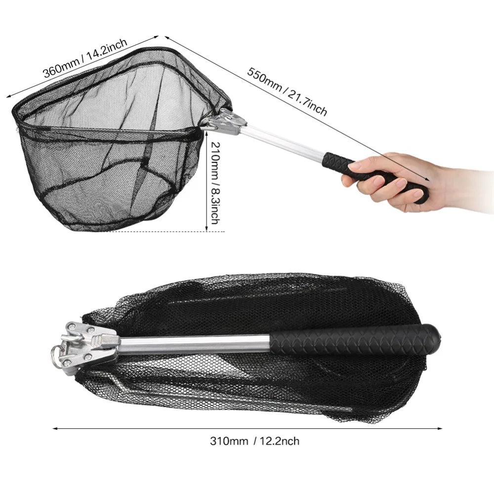 Telescopic Folding Landing Net – Extendable Fly & Carp Fishing Net