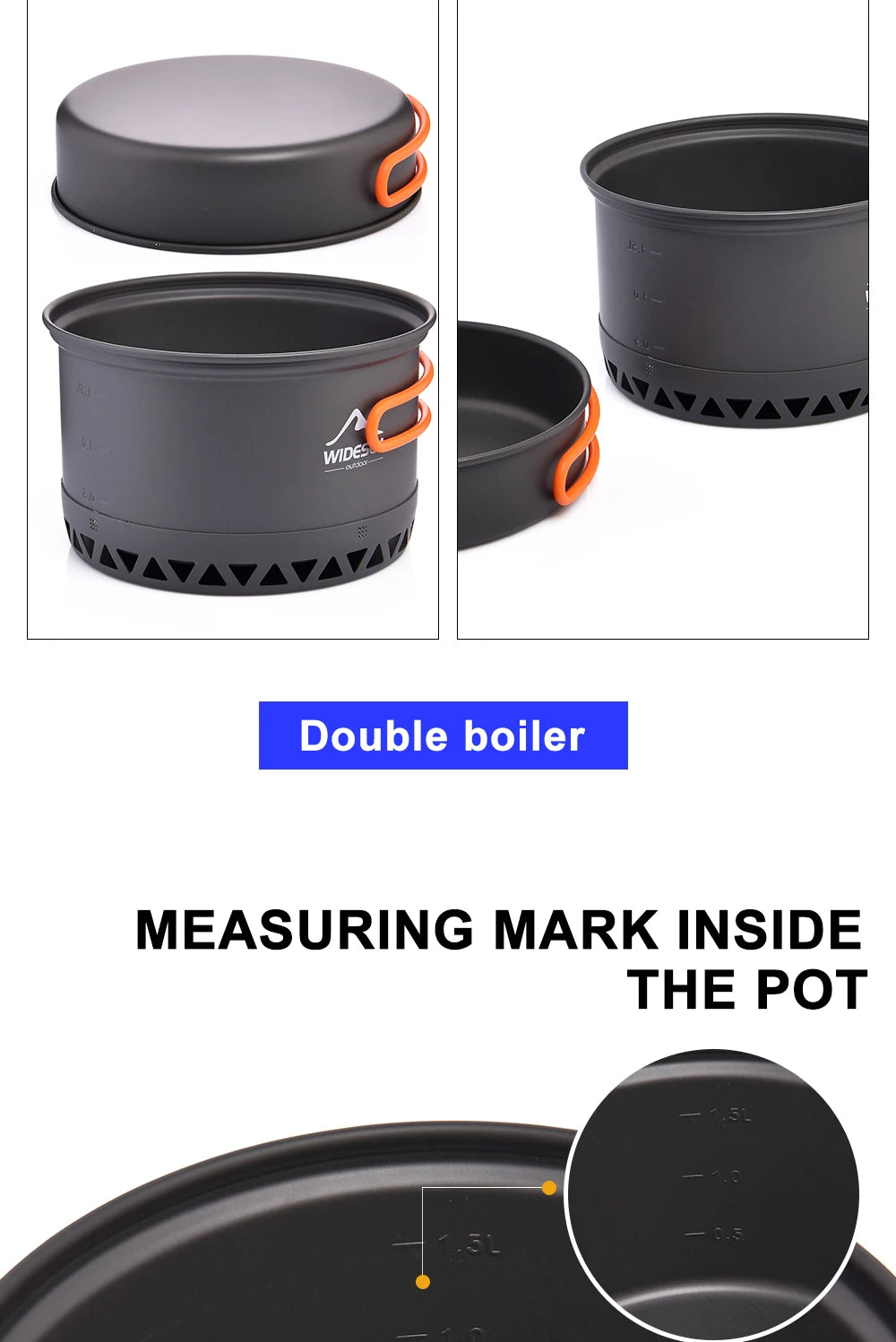 Widesea Camping Cookware Set – 1.3L/2.3L Pot & Kettle Outdoor Cooking Kit