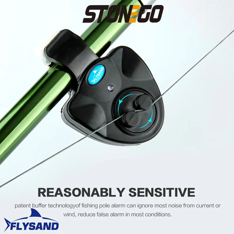 FLYSAND Electronic Fishing Bite Alarm – Rod-Mounted Buzzer with Siren & LED Indicator
