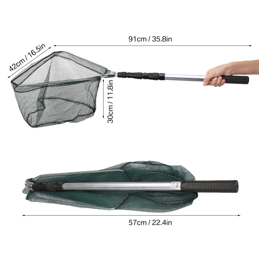 Telescopic Folding Landing Net – Extendable Fly & Carp Fishing Net