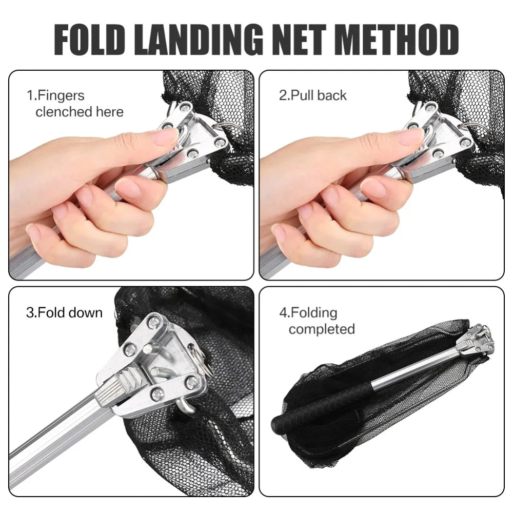 Telescopic Folding Landing Net – Extendable Fly & Carp Fishing Net