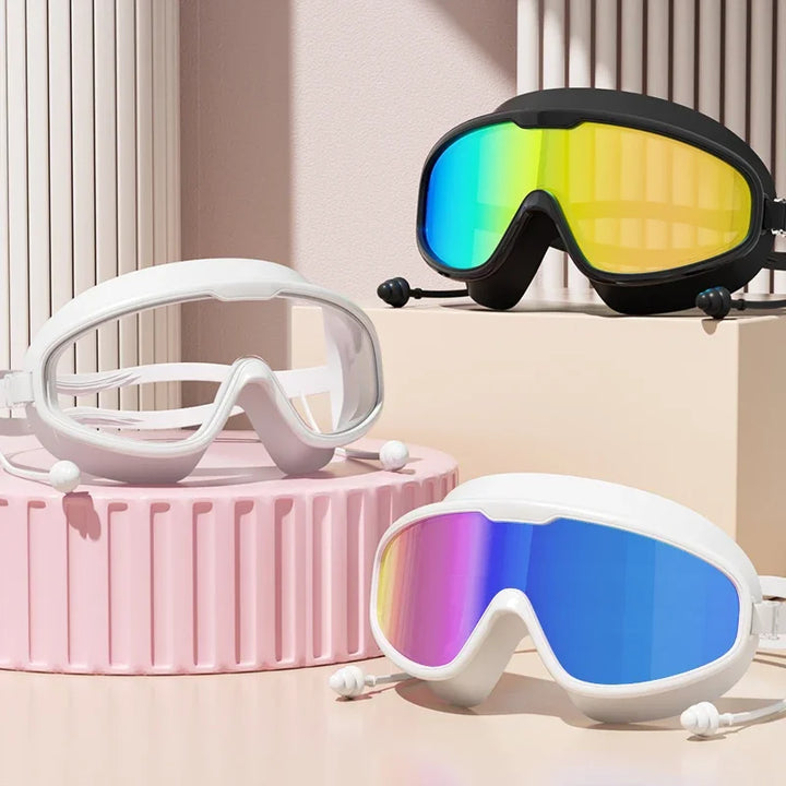 Wide-View Swimming & Diving Goggles – Anti-Fog with Earplugs for Adults & Youth
