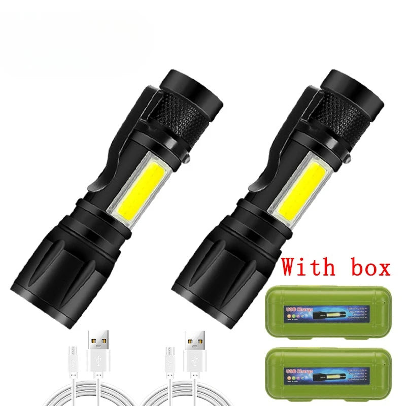 Rechargeable LED Flashlight – High-Power Zoomable Torch with LCD Display