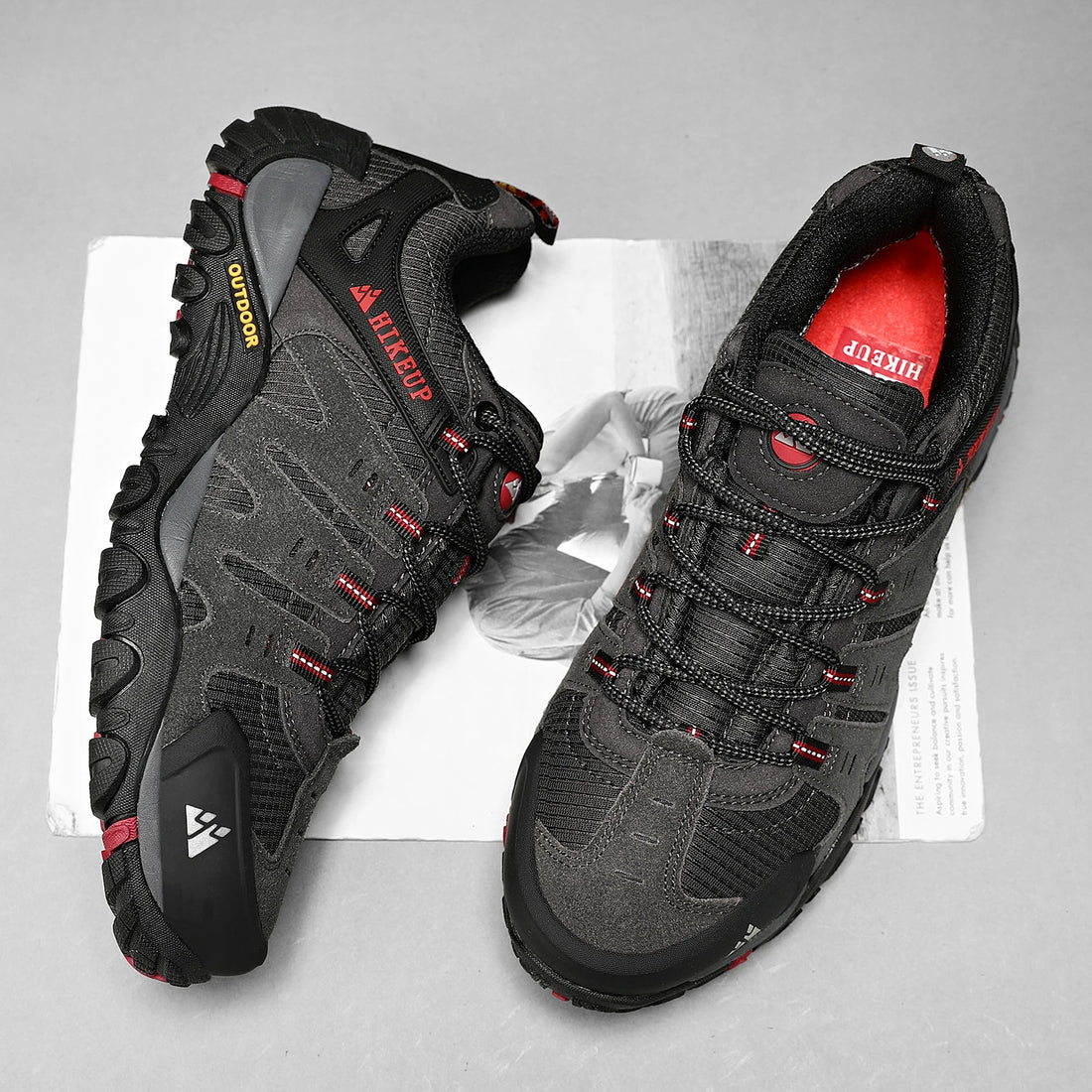 HIKEUP Men’s Hiking Shoes – Suede Leather Outdoor Trekking Sneakers