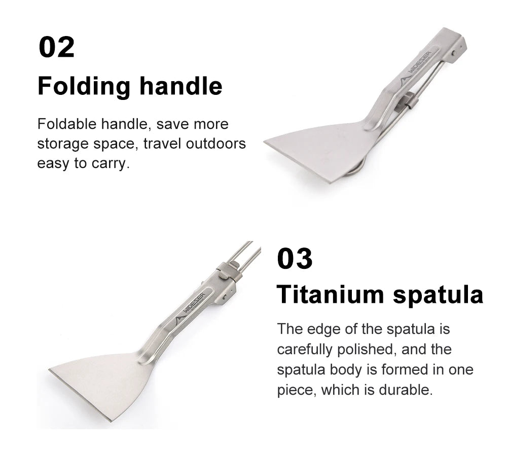 Widesea Titanium Folding Shovel – Compact Camping Spatula for Outdoor Cooking & Picnic