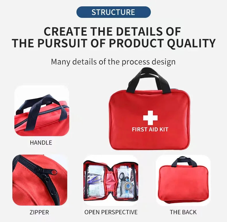 Portable Emergency First Aid Kit – Travel, Camping & Household Survival Bag