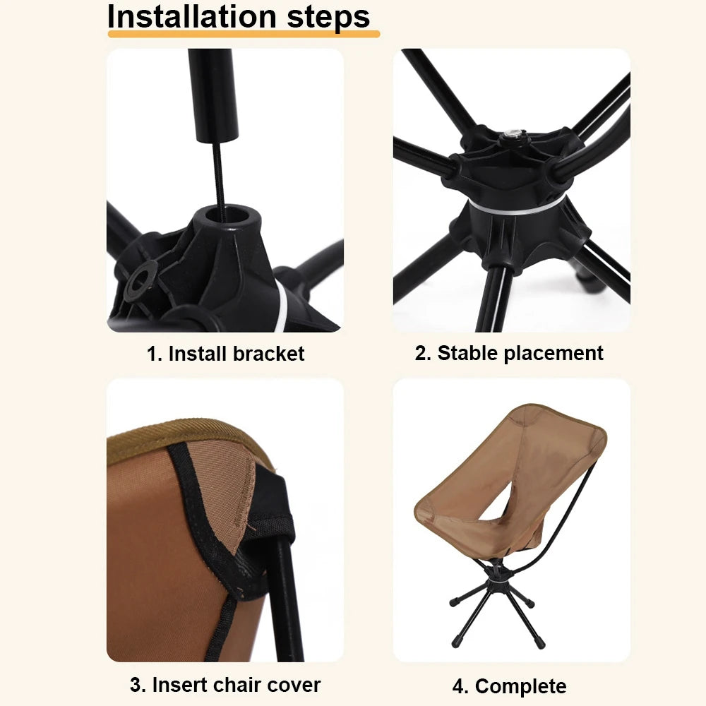 Rotatable Outdoor Folding Chair – Lightweight Camping, Beach & Fishing Chair with Carry Bag