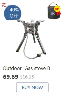 IGT Camping Folding Wood Table – Portable Gas Stove & BBQ Grill Table