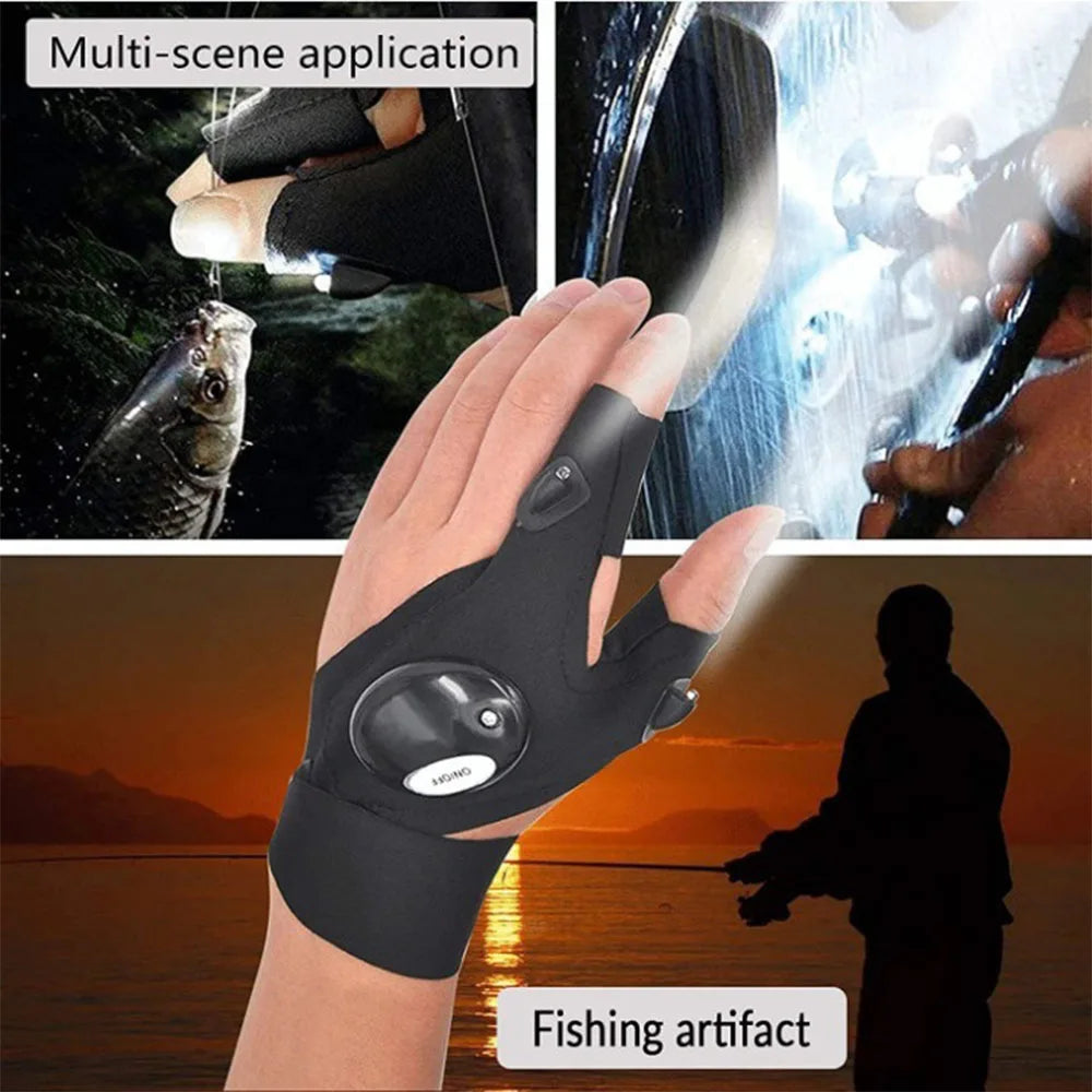 LED Fingerless Fishing & Cycling Gloves – Light-Up Gloves for Outdoor Activities