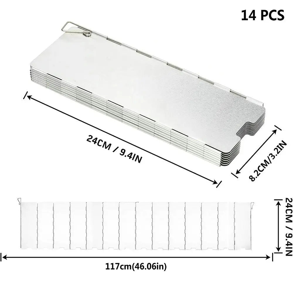 Camping Stove Windshield – 8/9/10/12/14/16 Plates Aluminum Alloy Wind Screen
