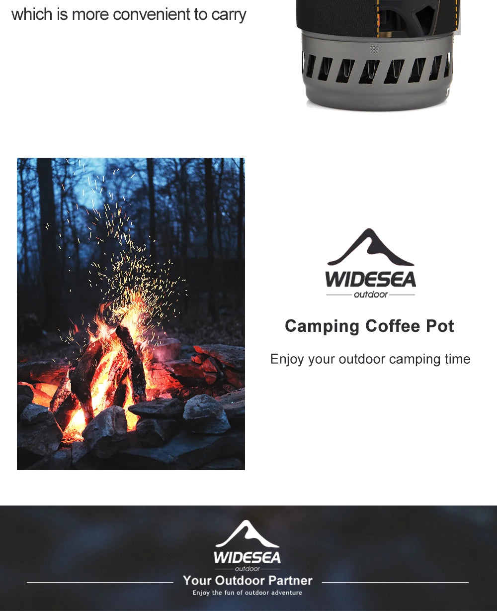 Widesea Camping Cooking System – Outdoor Gas Stove with Heat Exchanger, Coffee Pot & Cookware Set