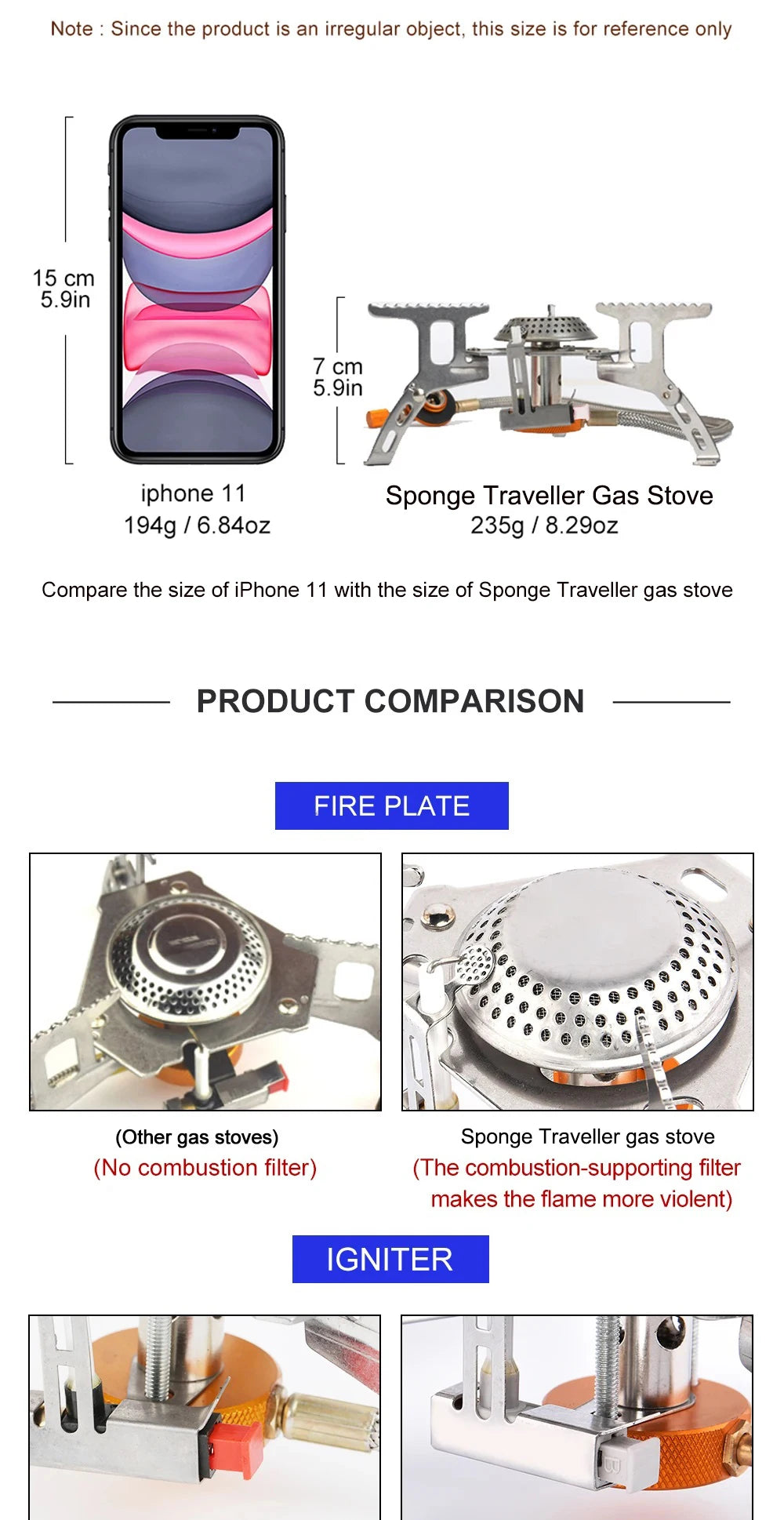 Camping Gas Stove – Portable Folding Backpacking Stove 3500W for Cooking, Hiking & Picnic