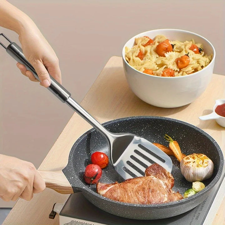Stainless Steel Slotted Turner – Kitchen Cooking Spatula for Steak, Burger & Sauté