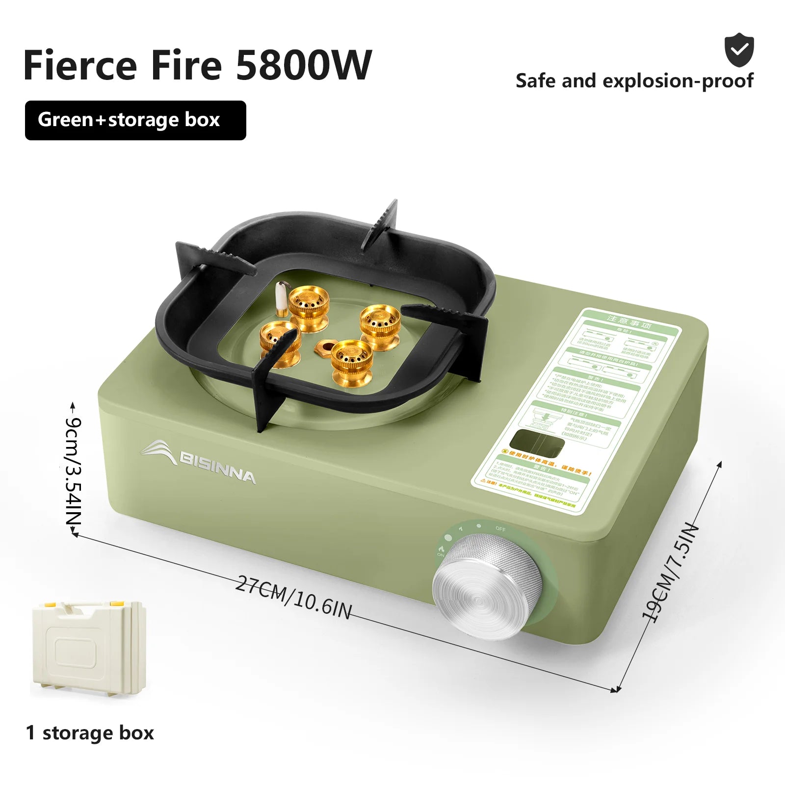 BISINNA Camping Gas Stove – 5800W High-Power Portable Cassette Burner for Hiking & Outdoor Cooking