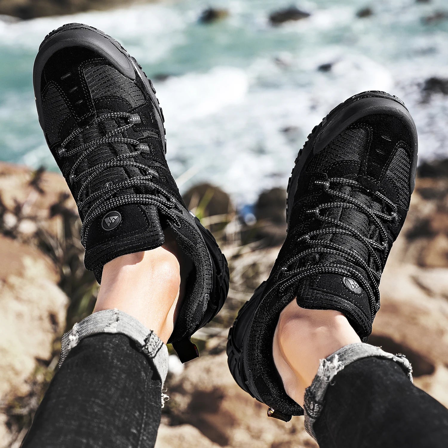 HIKEUP Men’s Hiking Shoes – Suede Leather Outdoor Trekking Sneakers