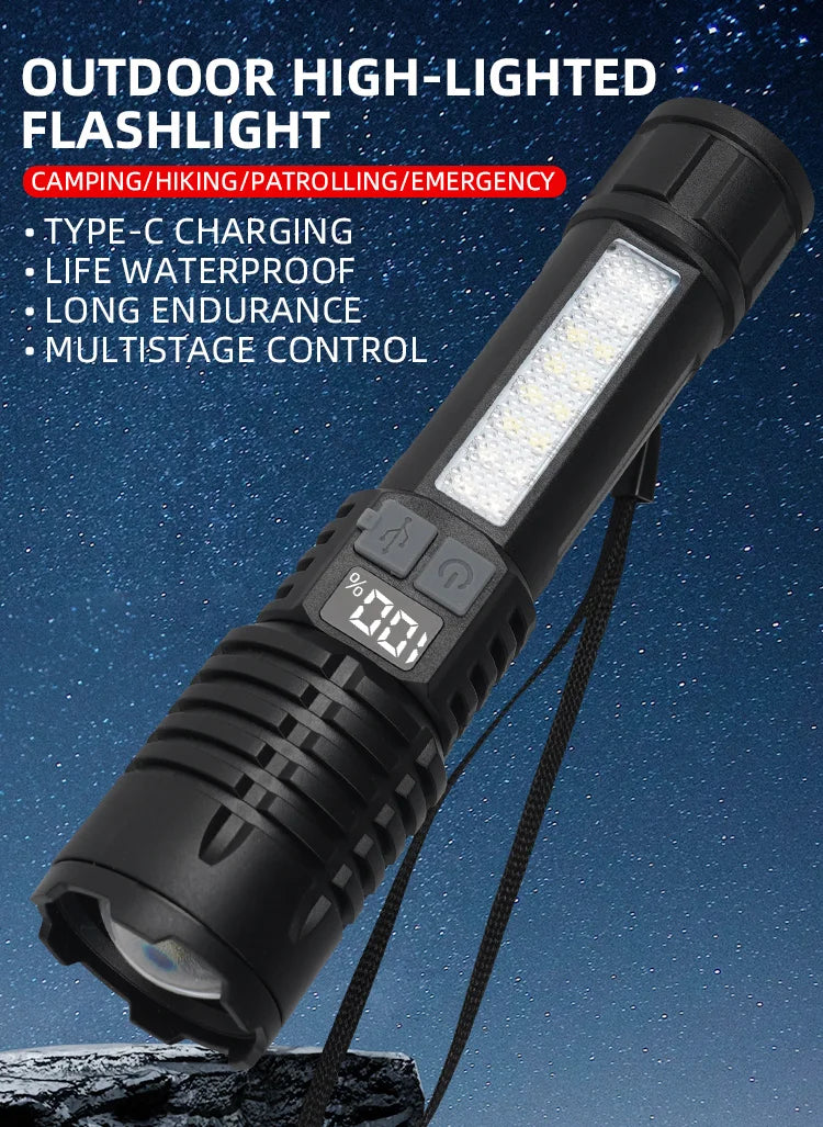 Super Bright LED Flashlight – Rechargeable Portable Torch for Outdoor & Emergency Use