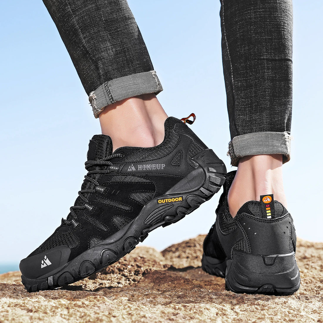 HIKEUP Men’s Hiking Shoes – Suede Leather Outdoor Trekking Sneakers