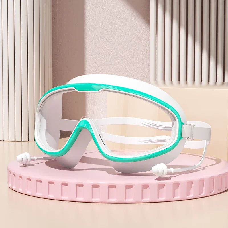 Wide-View Swimming & Diving Goggles – Anti-Fog with Earplugs for Adults & Youth