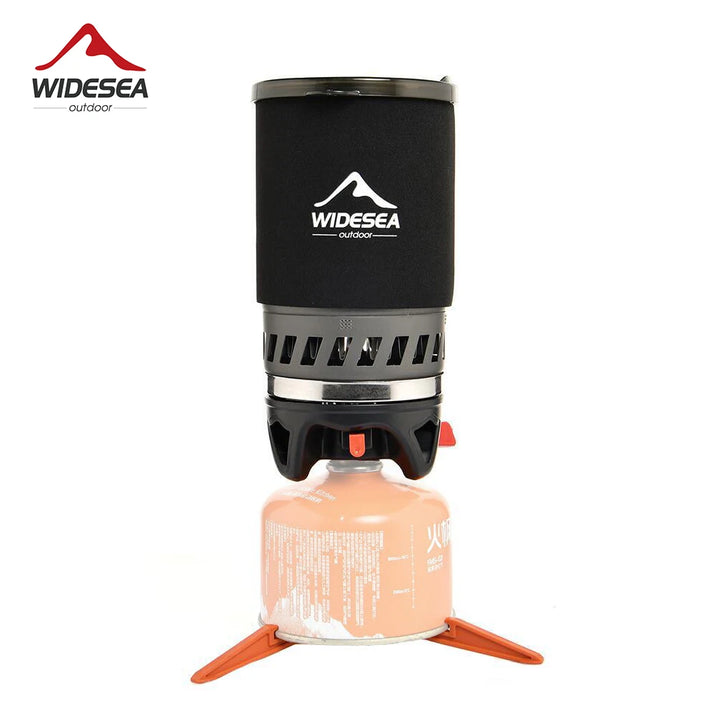 Widesea Camping Cooking System – Outdoor Gas Stove with Heat Exchanger, Coffee Pot & Cookware Set