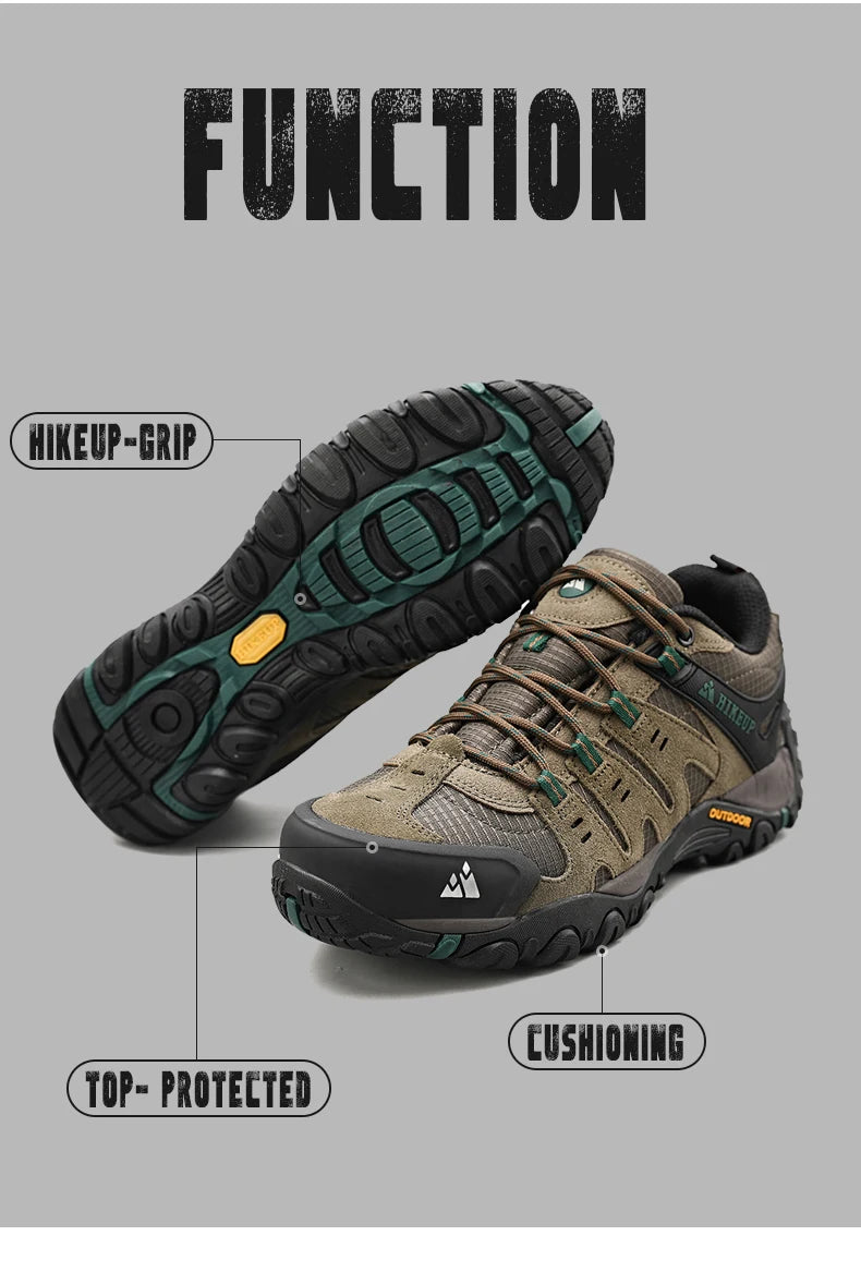 HIKEUP Men’s Hiking Shoes – Suede Leather Outdoor Trekking Sneakers