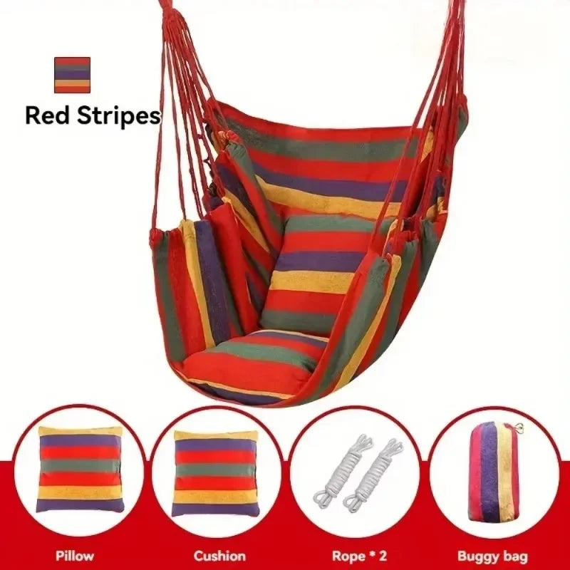 200KG Canvas Hammock Chair – Thick Swing Seat with Storage Bag