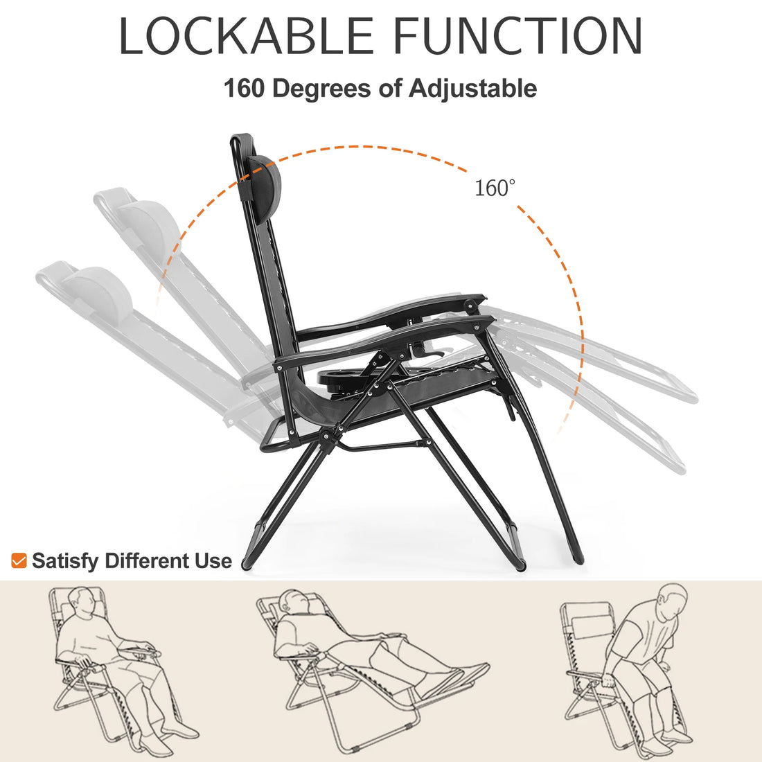 JHK Zero Gravity Recliner Set – 2 Portable Camping & Outdoor Lounge Chairs
