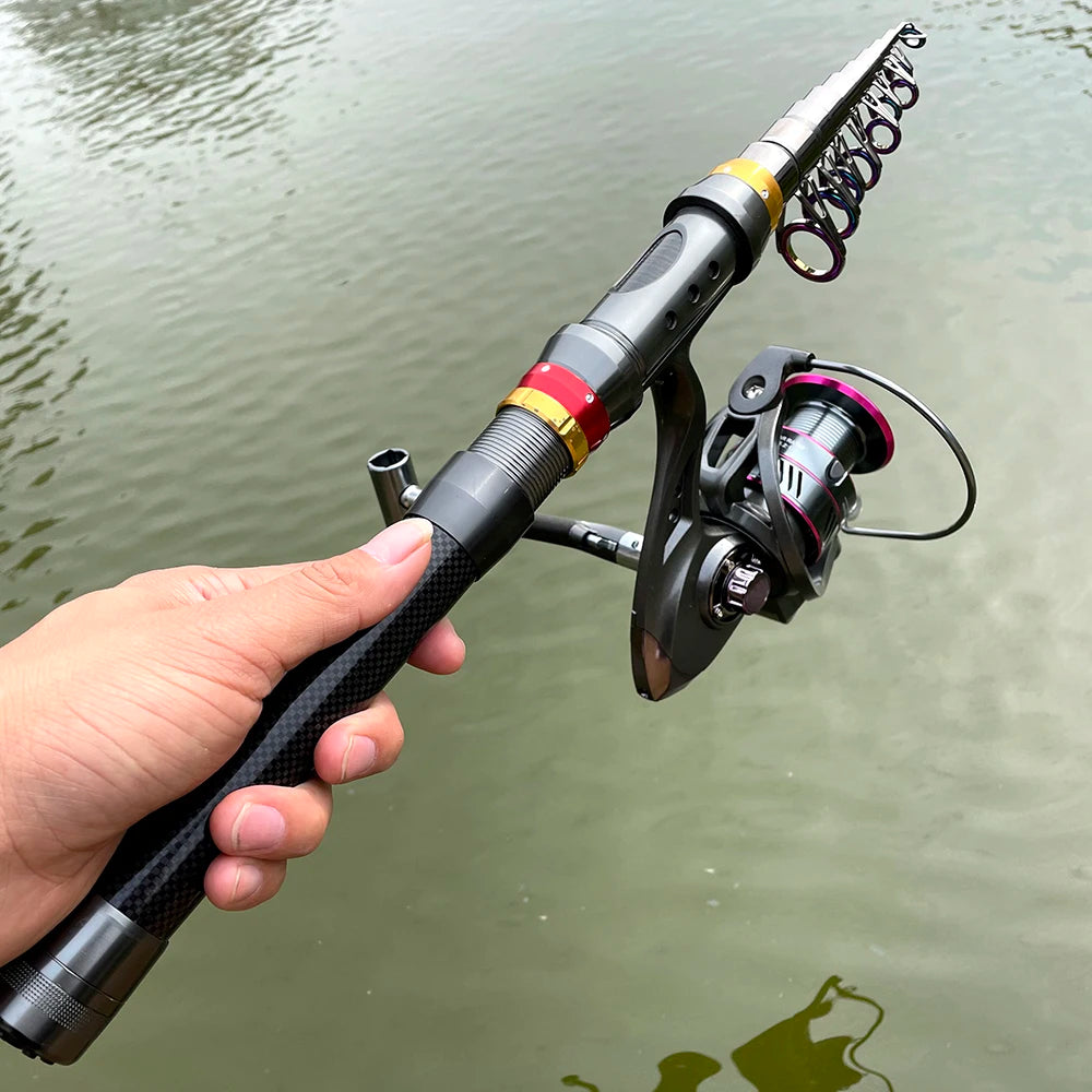 Carbon Fiber Telescopic Fishing Rod & Reel Combo – 1.8–3.6m Spinning Kit