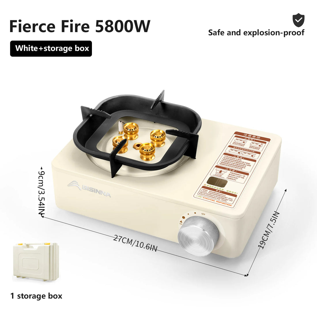 BISINNA Camping Gas Stove – 5800W High-Power Portable Cassette Burner for Hiking & Outdoor Cooking