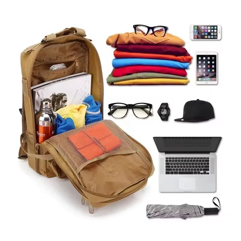 Fishing Tactical Backpack – Camouflage 3-Pocket Outdoor Travel & Hiking Bag
