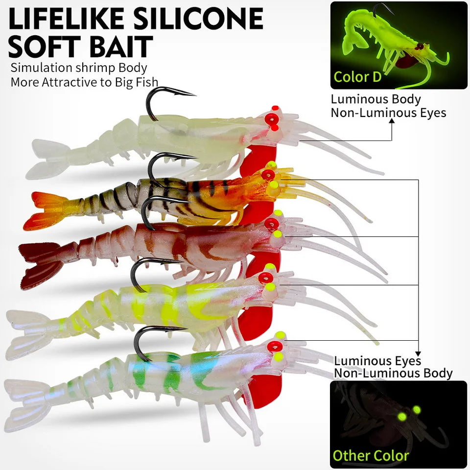 Luminous Silicone Shrimp Jig Head Swimbait