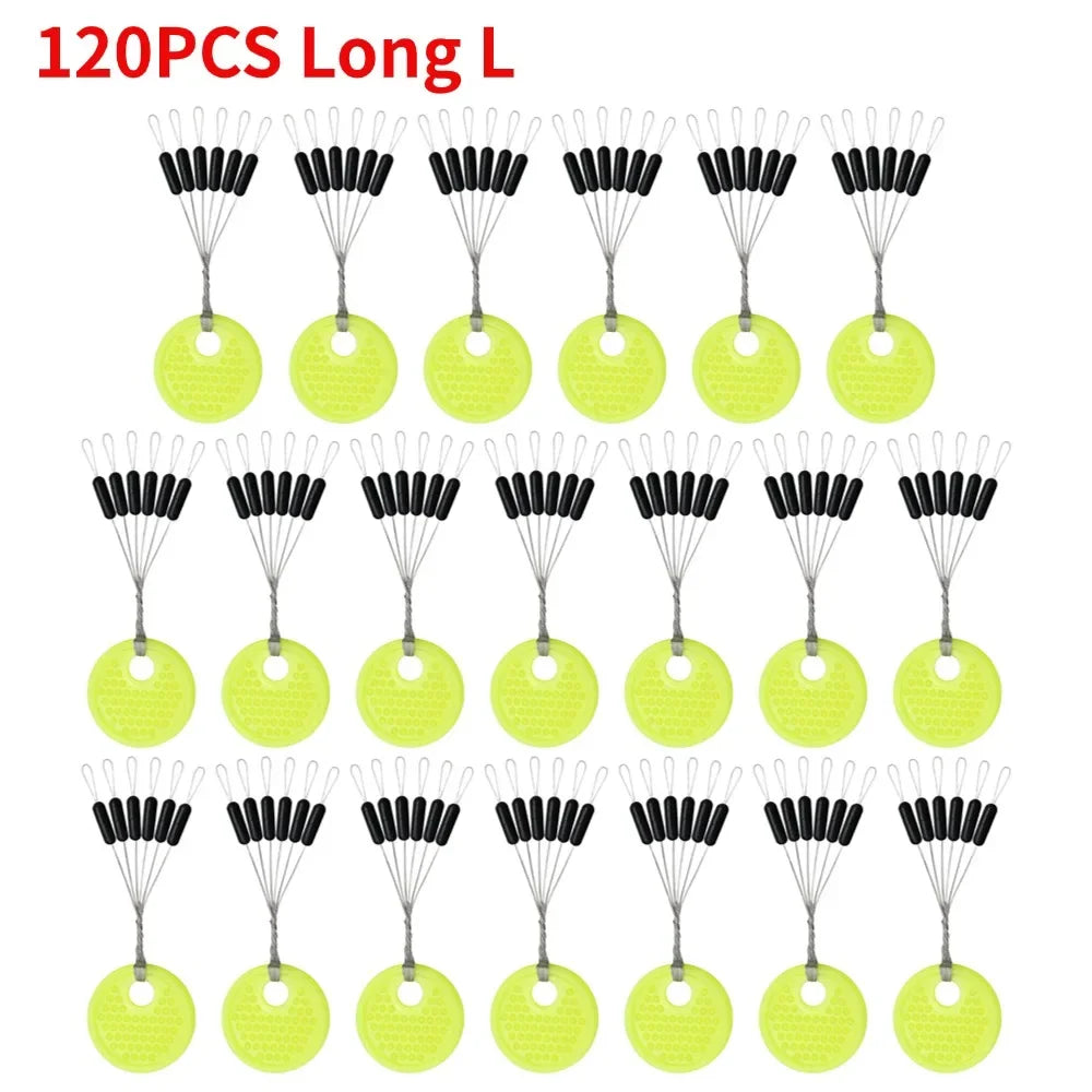 60-Piece Fishing Line Space Beans Set – Rubber Stopper Oval & Column Bobber Tools