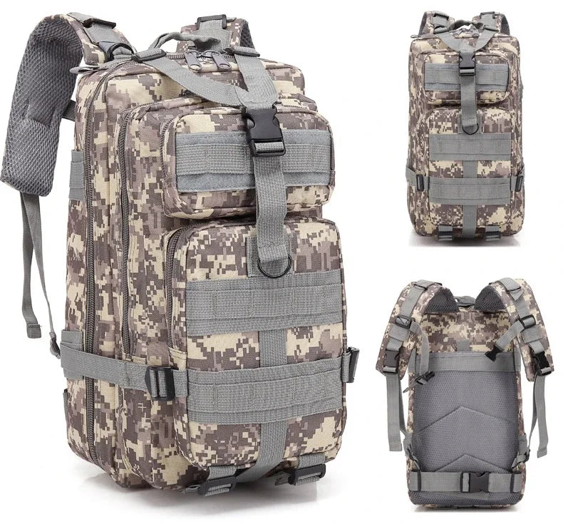 Fishing Tactical Backpack – Camouflage 3-Pocket Outdoor Travel & Hiking Bag