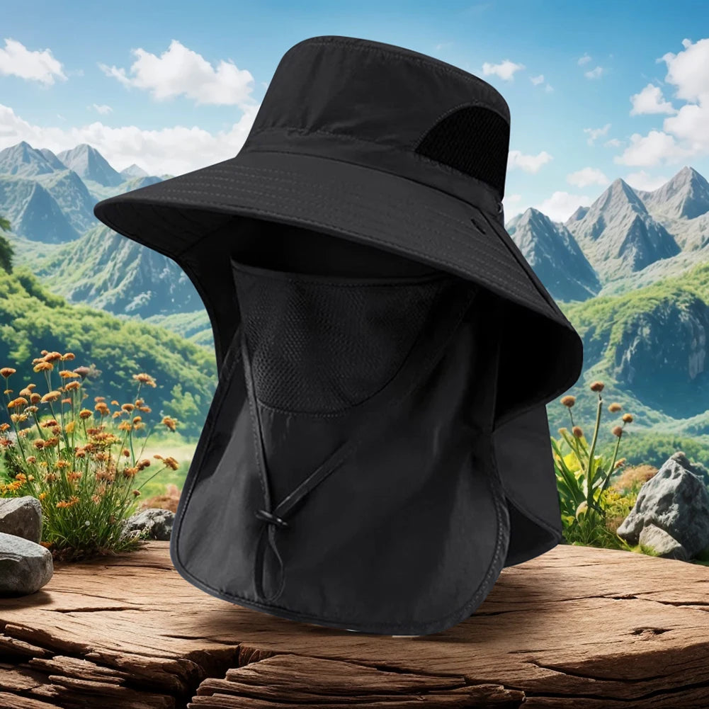 Summer Sun Hat with Neck Flap – UV Protection Fisherman Cap for Outdoor Activities