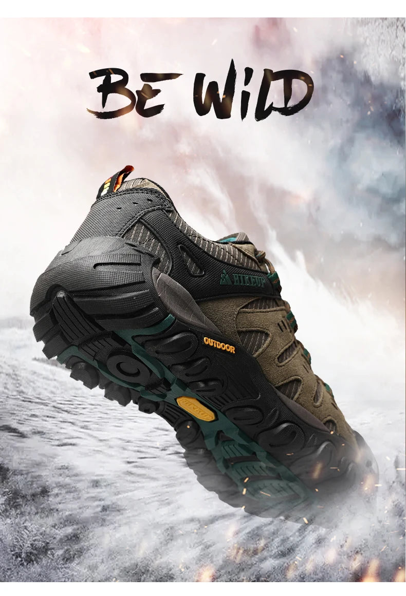 HIKEUP Men’s Hiking Shoes – Suede Leather Outdoor Trekking Sneakers