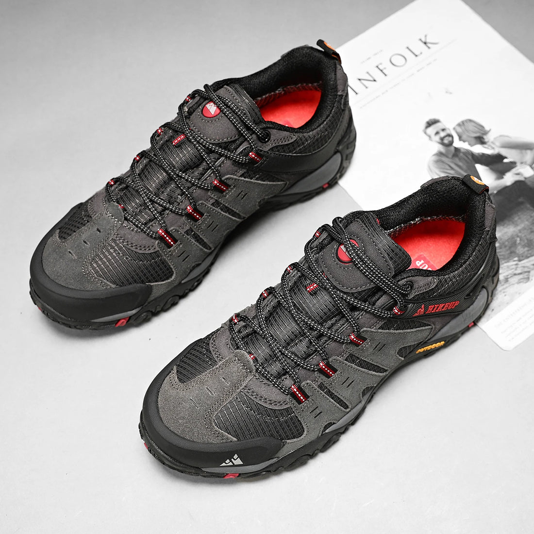 HIKEUP Men’s Hiking Shoes – Suede Leather Outdoor Trekking Sneakers