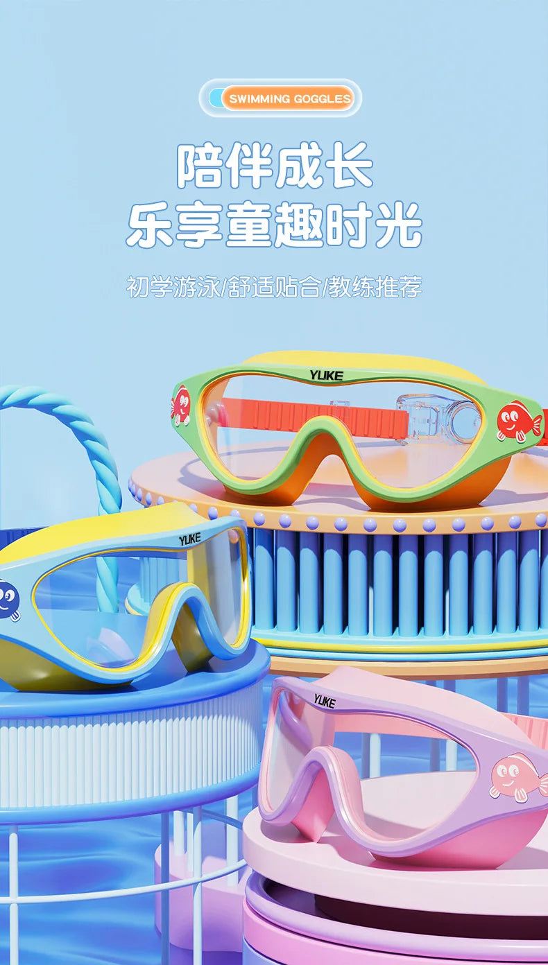 Kids Swimming Goggles – Waterproof, Anti-Fog, HD Large Frame Swim Glasses for Boys & Girls