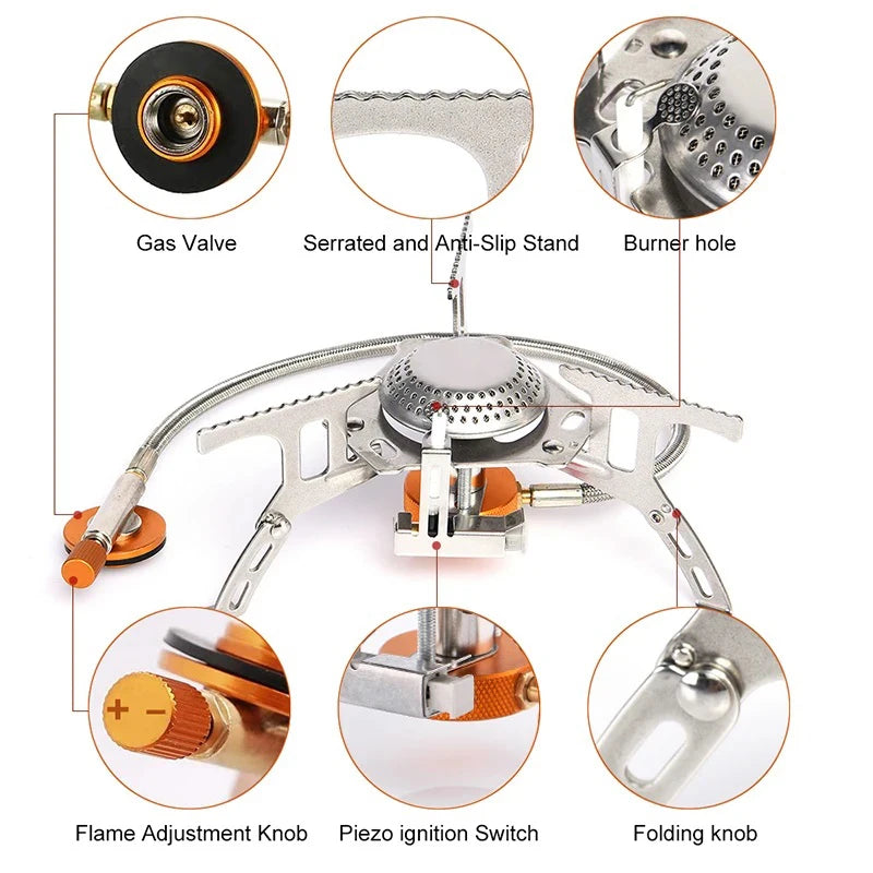 Camping Gas Stove – Portable Folding Backpacking Stove 3500W for Cooking, Hiking & Picnic
