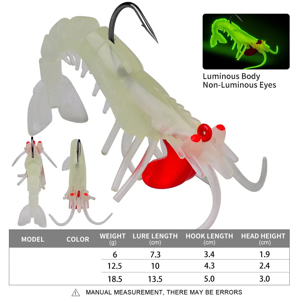 Luminous Silicone Shrimp Jig Head Swimbait
