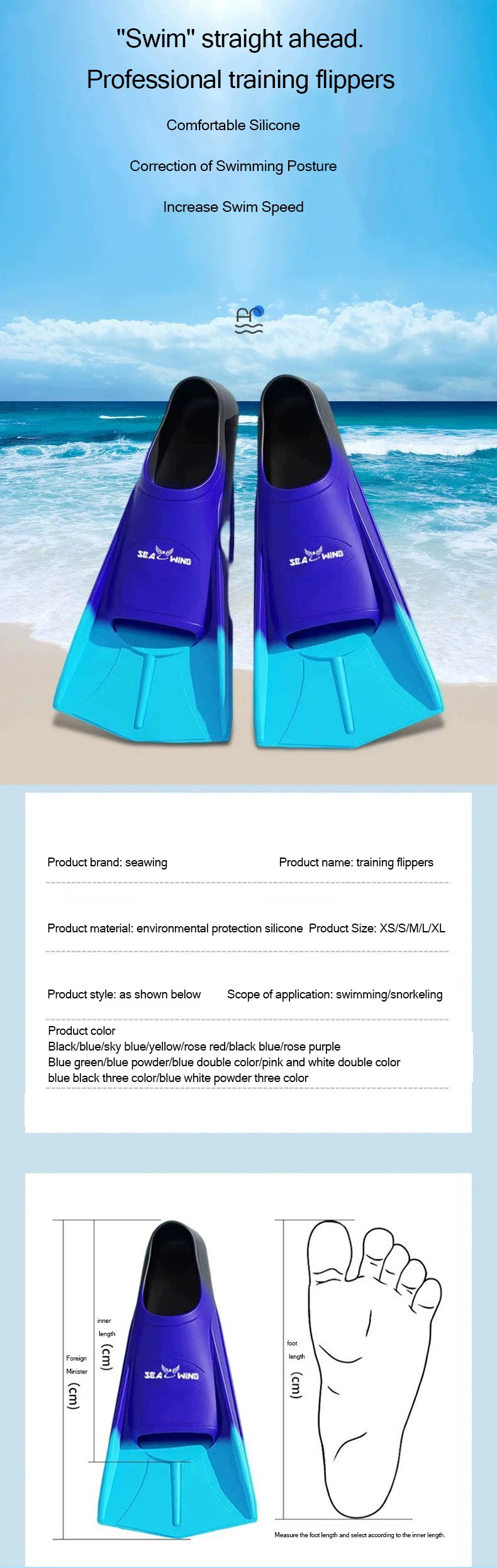 Swimming Training Fins – Anti-Slip Diving Frog Shoes for Summer Travel