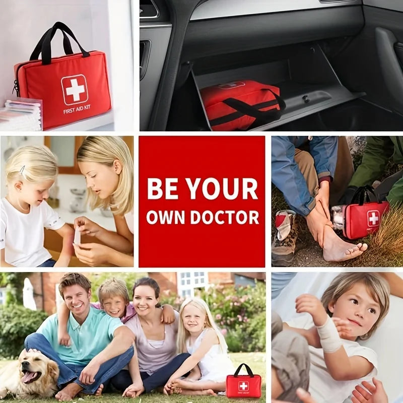 Portable Emergency First Aid Kit – Travel, Camping & Household Survival Bag
