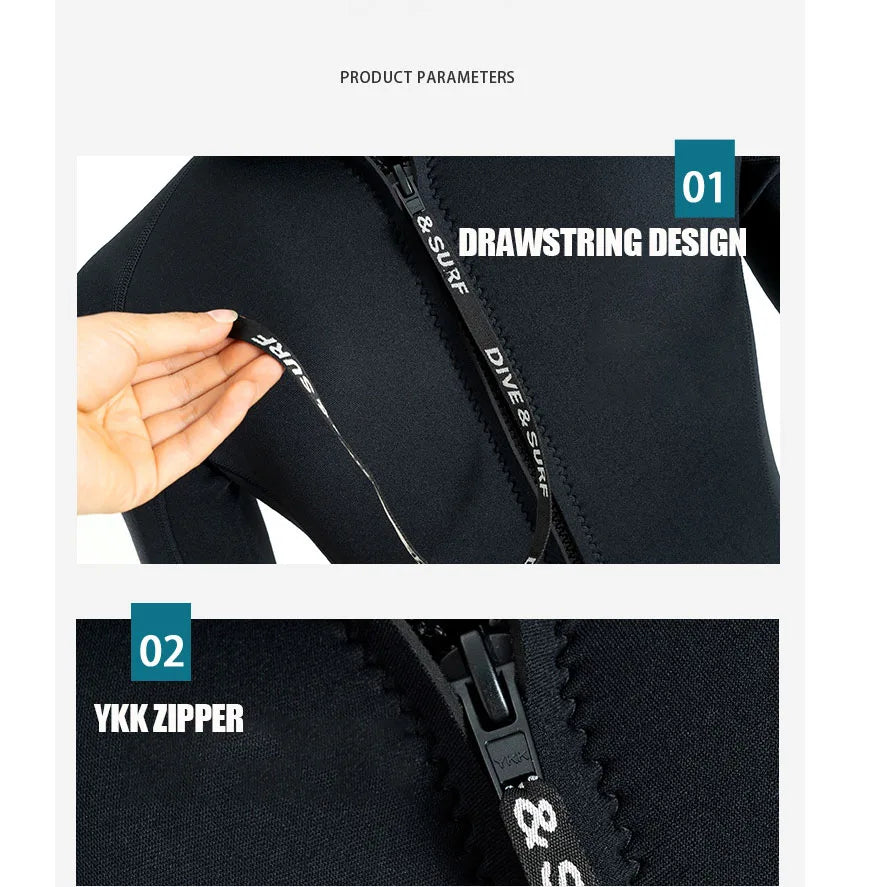 Men’s 3mm Neoprene Wetsuit – Full Body Diving & Surfing Suit