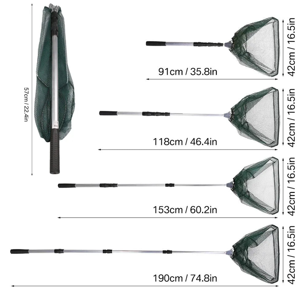 Telescopic Folding Landing Net – Extendable Fly & Carp Fishing Net