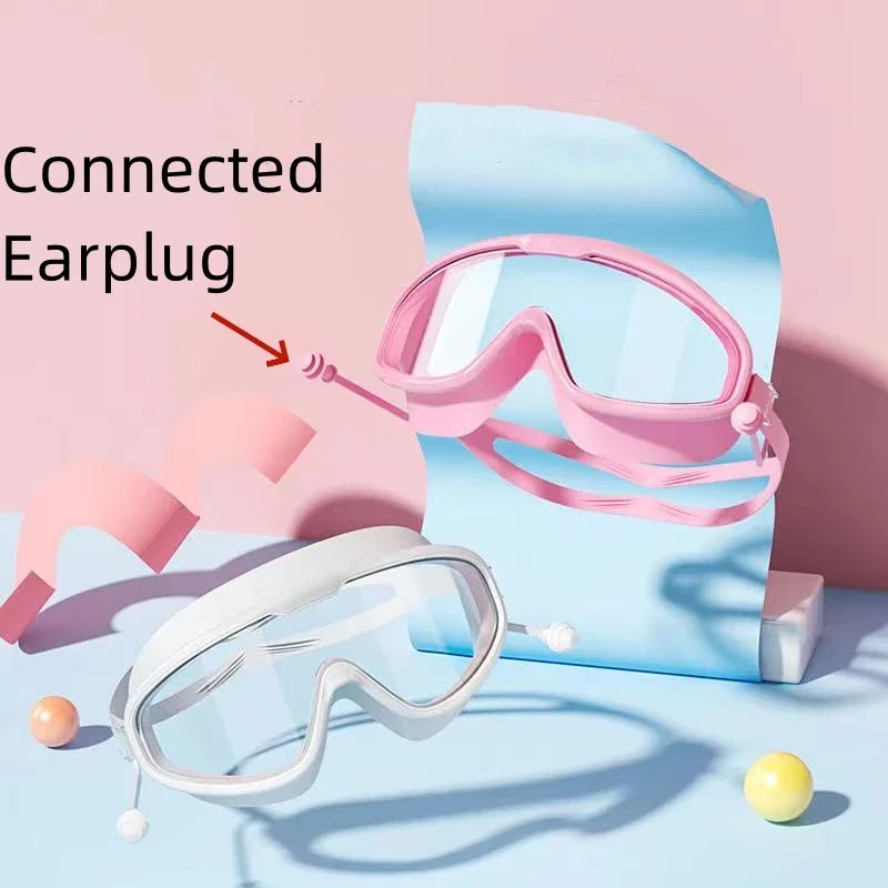 Wide-View Swimming & Diving Goggles – Anti-Fog with Earplugs for Adults & Youth